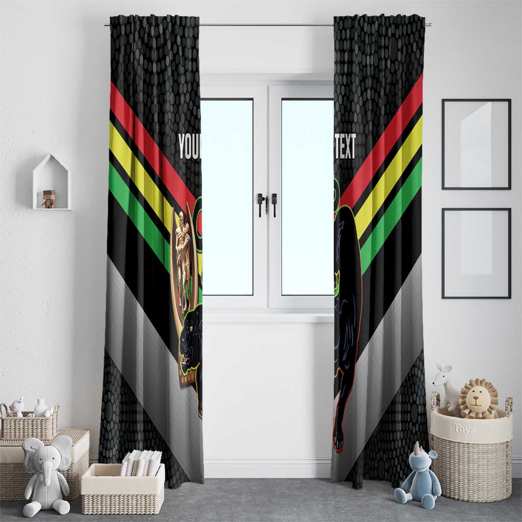 Personalised Panthers Rugby 2024 Window Curtain Mascot With Trophy Go Champions Aboriginal Art