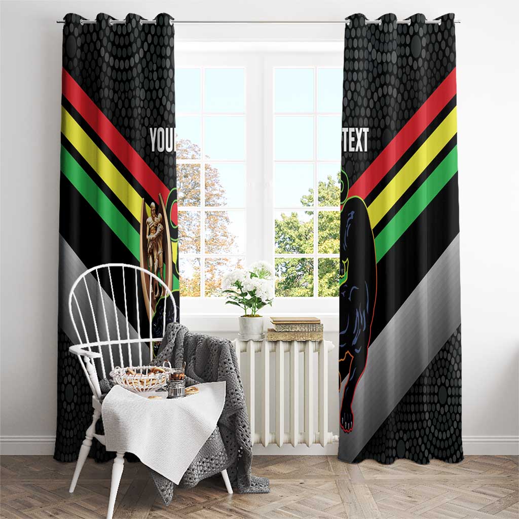 Personalised Panthers Rugby 2024 Window Curtain Mascot With Trophy Go Champions Aboriginal Art