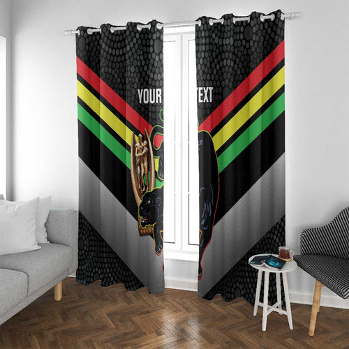 Personalised Panthers Rugby 2024 Window Curtain Mascot With Trophy Go Champions Aboriginal Art