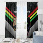 Personalised Panthers Rugby 2024 Window Curtain Mascot With Trophy Go Champions Aboriginal Art