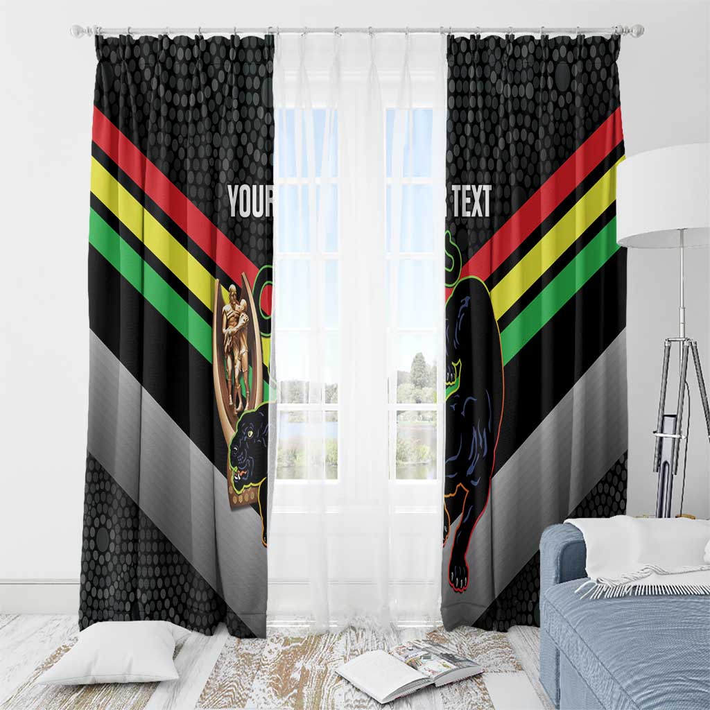 Personalised Panthers Rugby 2024 Window Curtain Mascot With Trophy Go Champions Aboriginal Art