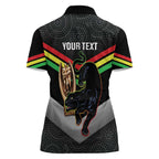 Personalised Panthers Rugby 2024 Women Polo Shirt Mascot With Trophy Go Champions Aboriginal Art