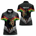 Personalised Panthers Rugby 2024 Women Polo Shirt Mascot With Trophy Go Champions Aboriginal Art