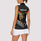 Personalised Panthers Rugby 2024 Women Sleeveless Polo Shirt Mascot With Trophy Go Champions Aboriginal Art