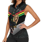 Personalised Panthers Rugby 2024 Women Sleeveless Polo Shirt Mascot With Trophy Go Champions Aboriginal Art