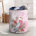 Pink Galah Christmas Australia Laundry Basket Watercolor Painting Aboriginal Art