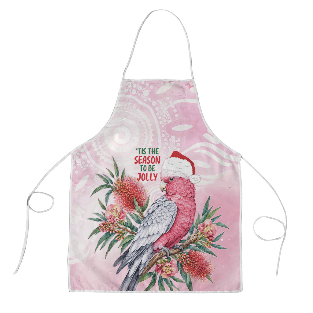 Pink Galah Christmas Australia Apron Watercolor Painting Aboriginal Art