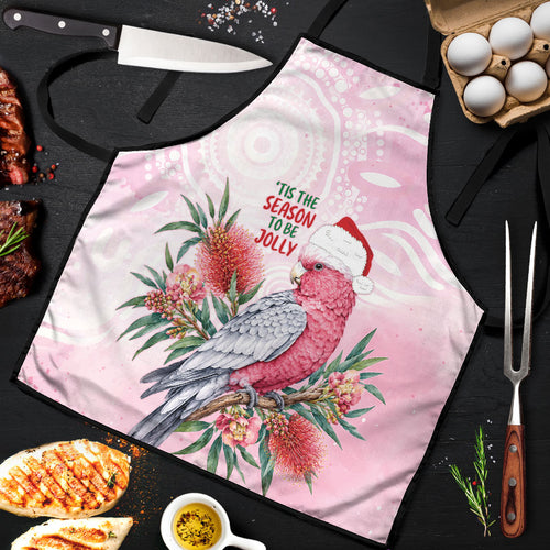 Pink Galah Christmas Australia Apron Watercolor Painting Aboriginal Art