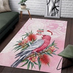 Pink Galah Christmas Australia Area Rug Watercolor Painting Aboriginal Art