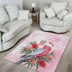 Pink Galah Christmas Australia Area Rug Watercolor Painting Aboriginal Art