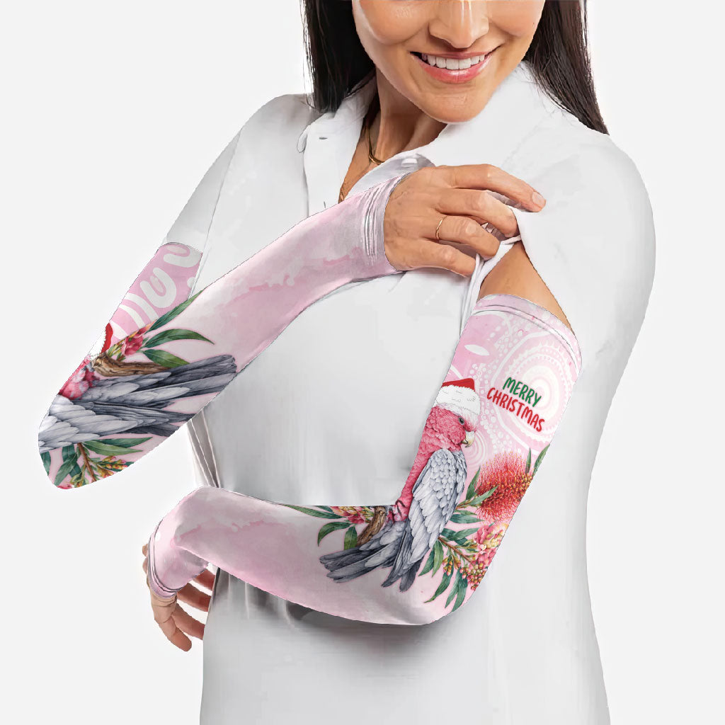 Pink Galah Christmas Australia Arm Sleeves Watercolor Painting Aboriginal Art