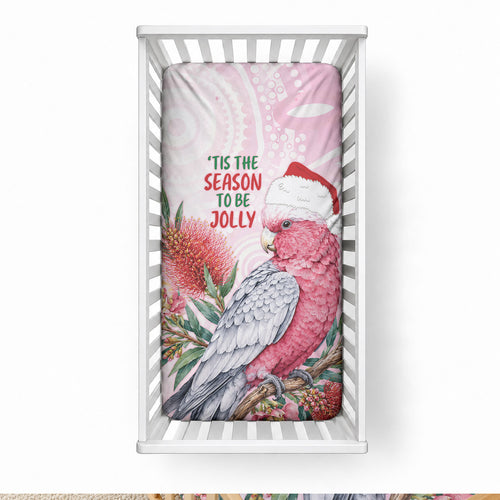 Pink Galah Christmas Australia Baby Bed Cover Watercolor Painting Aboriginal Art
