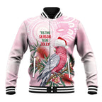 Pink Galah Christmas Australia Baseball Jacket Watercolor Painting Aboriginal Art