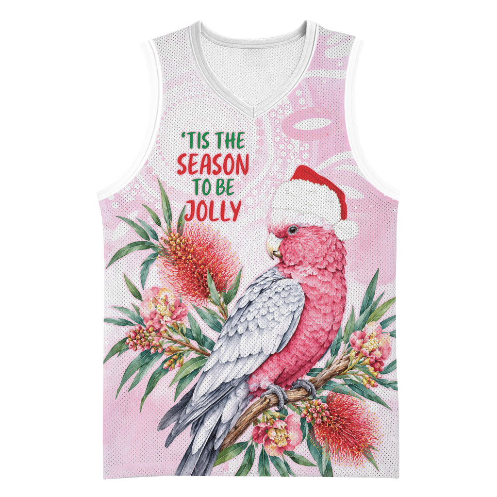 Pink Galah Christmas Australia Basketball Jersey Watercolor Painting Aboriginal Art