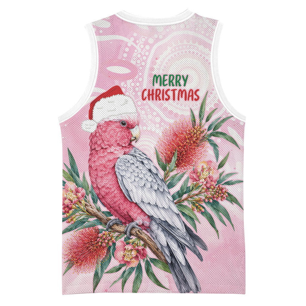 Pink Galah Christmas Australia Basketball Jersey Watercolor Painting Aboriginal Art