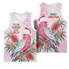 Pink Galah Christmas Australia Basketball Jersey Watercolor Painting Aboriginal Art