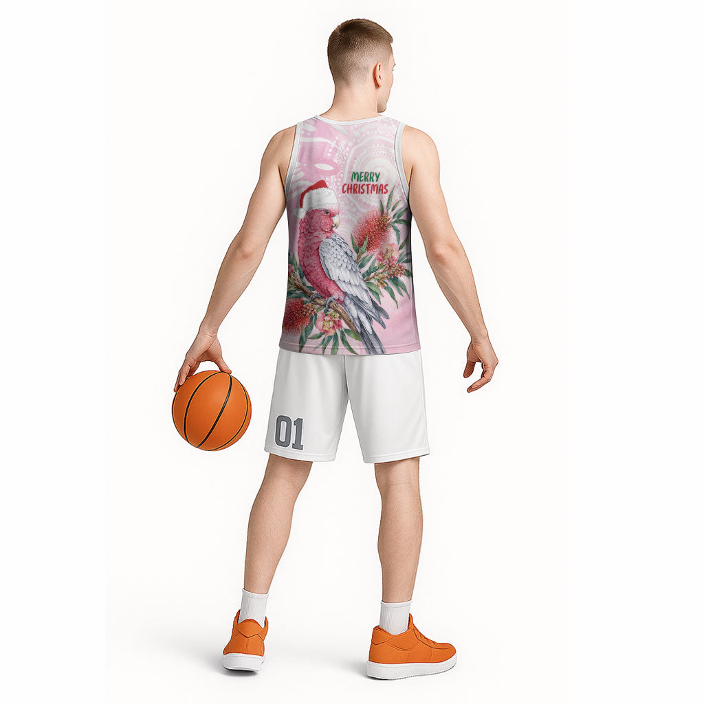 Pink Galah Christmas Australia Basketball Jersey Watercolor Painting Aboriginal Art