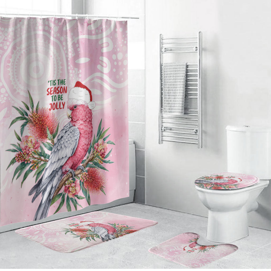 Pink Galah Christmas Australia Bathroom Set Watercolor Painting Aboriginal Art