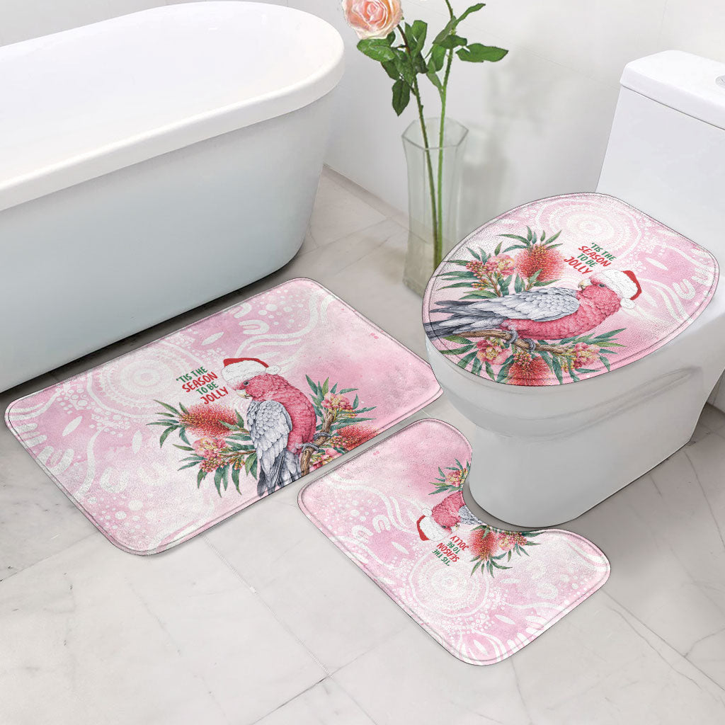 Pink Galah Christmas Australia Bathroom Set Watercolor Painting Aboriginal Art