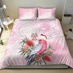Pink Galah Christmas Australia Bedding Set Watercolor Painting Aboriginal Art