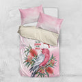 Pink Galah Christmas Australia Bedding Set Watercolor Painting Aboriginal Art