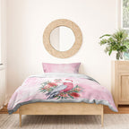 Pink Galah Christmas Australia Bedding Set Watercolor Painting Aboriginal Art