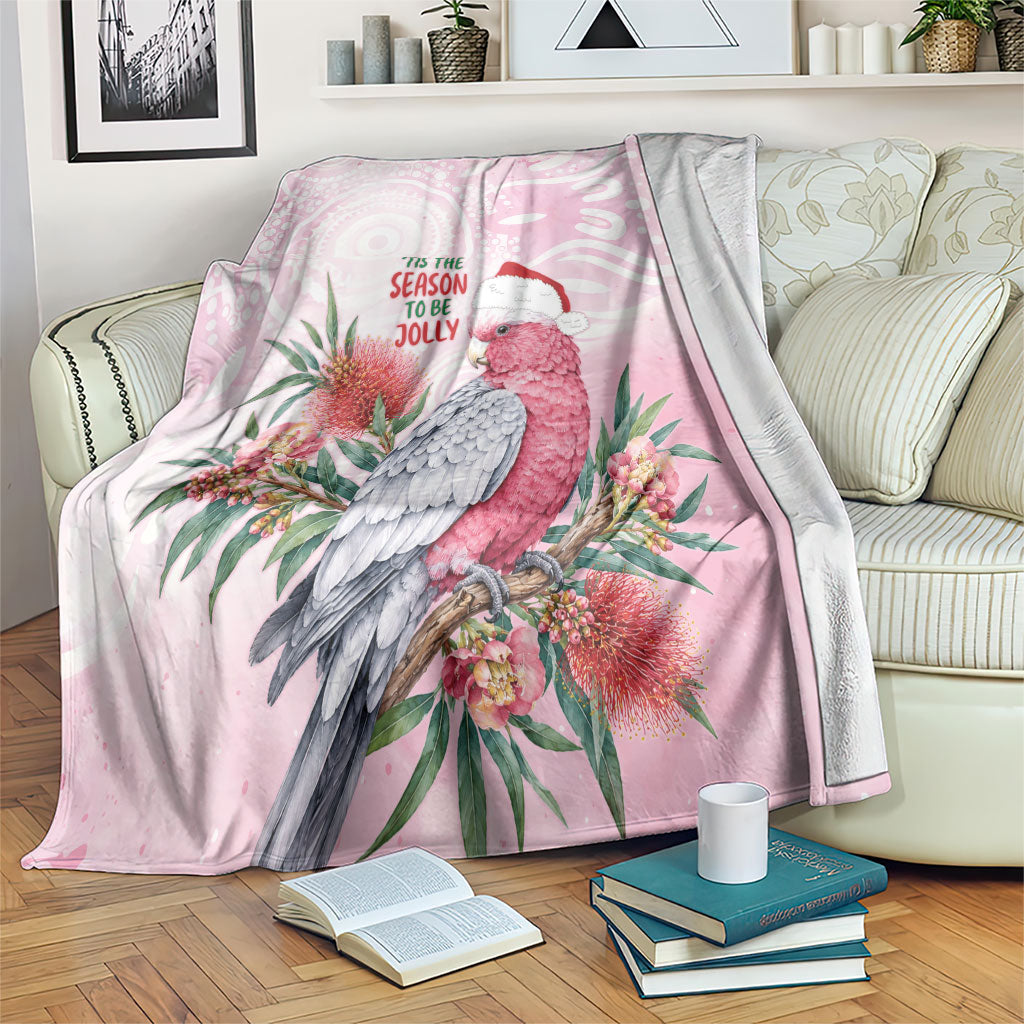 Pink Galah Christmas Australia Blanket Watercolor Painting Aboriginal Art