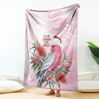 Pink Galah Christmas Australia Blanket Watercolor Painting Aboriginal Art