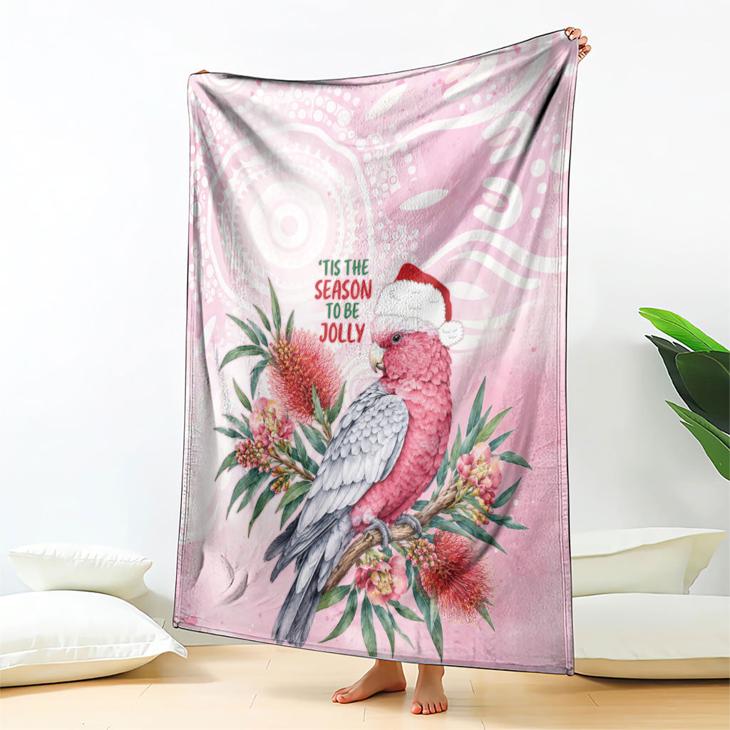 Pink Galah Christmas Australia Blanket Watercolor Painting Aboriginal Art