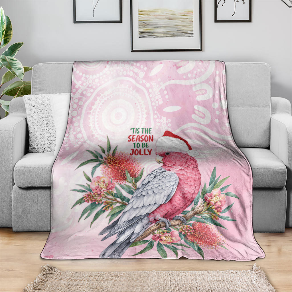Pink Galah Christmas Australia Blanket Watercolor Painting Aboriginal Art