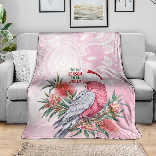 Pink Galah Christmas Australia Blanket Watercolor Painting Aboriginal Art