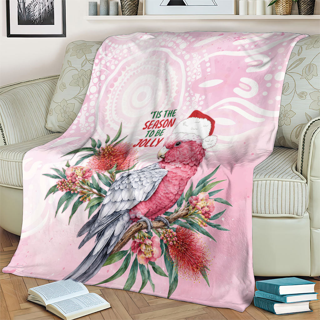 Pink Galah Christmas Australia Blanket Watercolor Painting Aboriginal Art