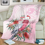 Pink Galah Christmas Australia Blanket Watercolor Painting Aboriginal Art