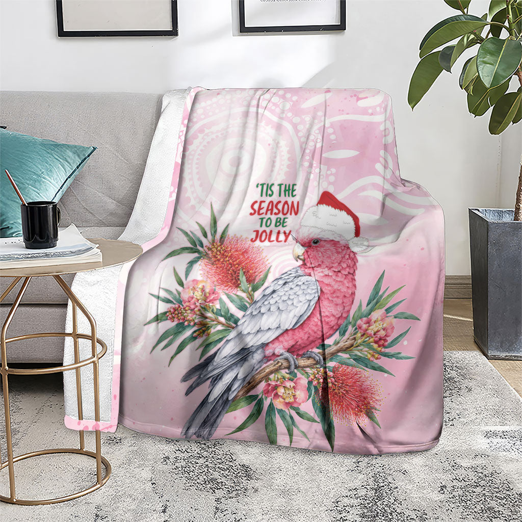 Pink Galah Christmas Australia Blanket Watercolor Painting Aboriginal Art