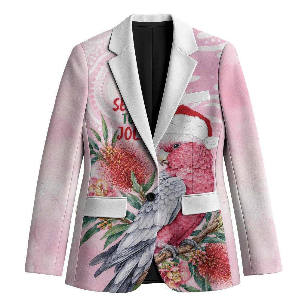 Pink Galah Christmas Australia Blazer Watercolor Painting Aboriginal Art