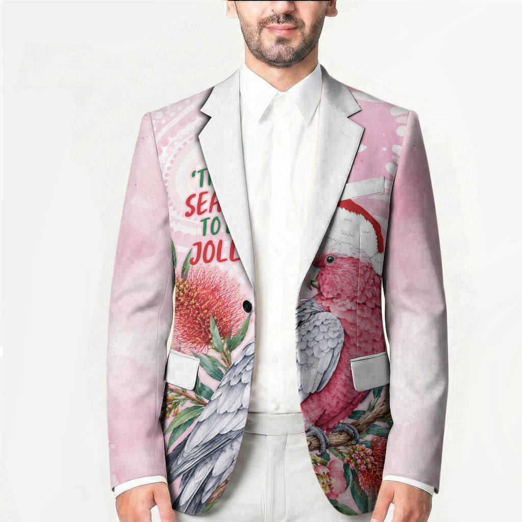 Pink Galah Christmas Australia Blazer Watercolor Painting Aboriginal Art