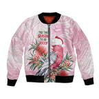 Pink Galah Christmas Australia Bomber Jacket Watercolor Painting Aboriginal Art