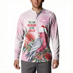 Pink Galah Christmas Australia Button Sweatshirt Watercolor Painting Aboriginal Art