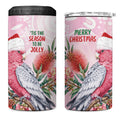 Pink Galah Christmas Australia 4 in 1 Can Cooler Tumbler Watercolor Painting Aboriginal Art