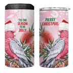 Pink Galah Christmas Australia 4 in 1 Can Cooler Tumbler Watercolor Painting Aboriginal Art