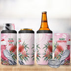 Pink Galah Christmas Australia 4 in 1 Can Cooler Tumbler Watercolor Painting Aboriginal Art