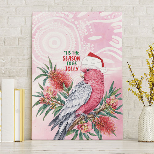 Pink Galah Christmas Australia Canvas Wall Art Watercolor Painting Aboriginal Art