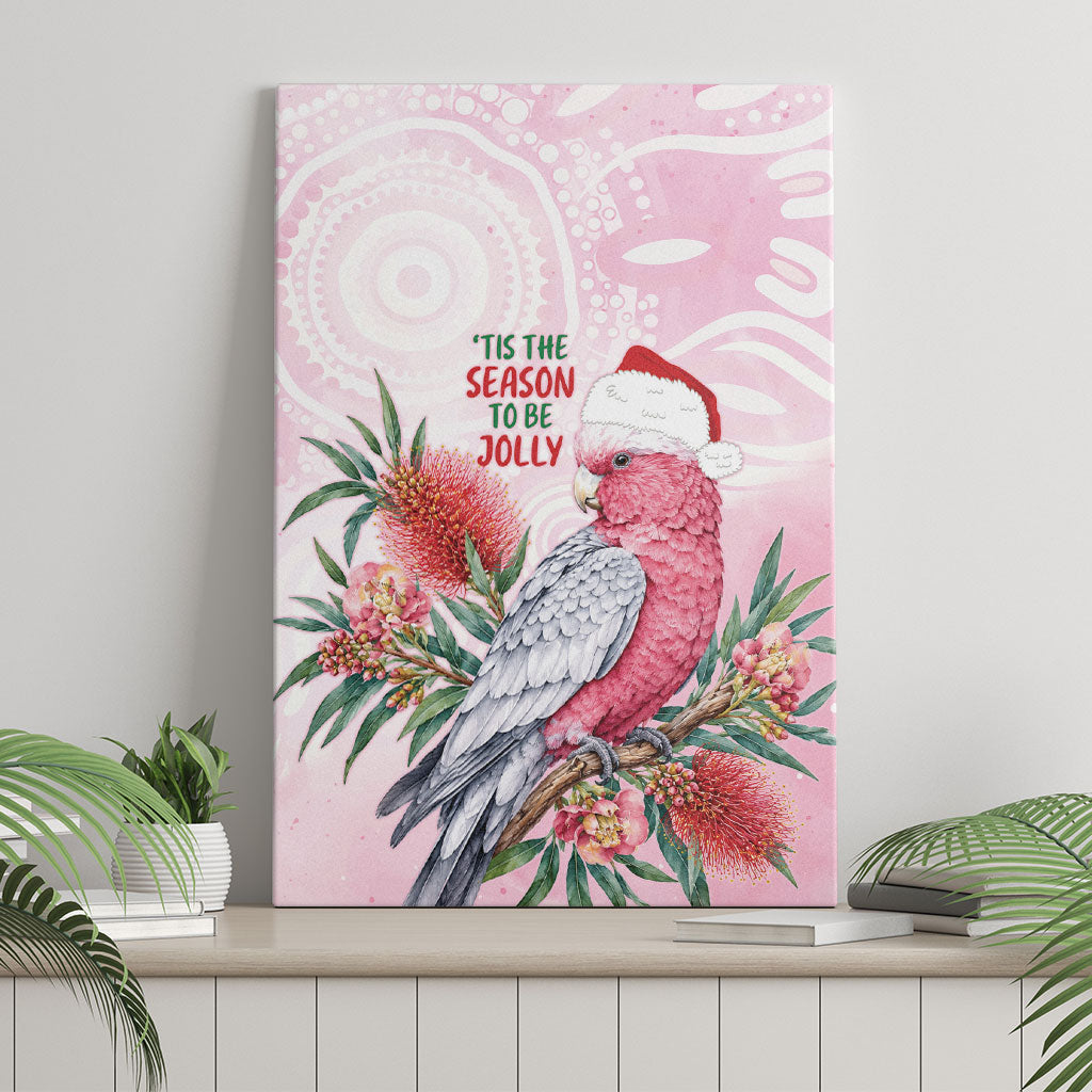 Pink Galah Christmas Australia Canvas Wall Art Watercolor Painting Aboriginal Art