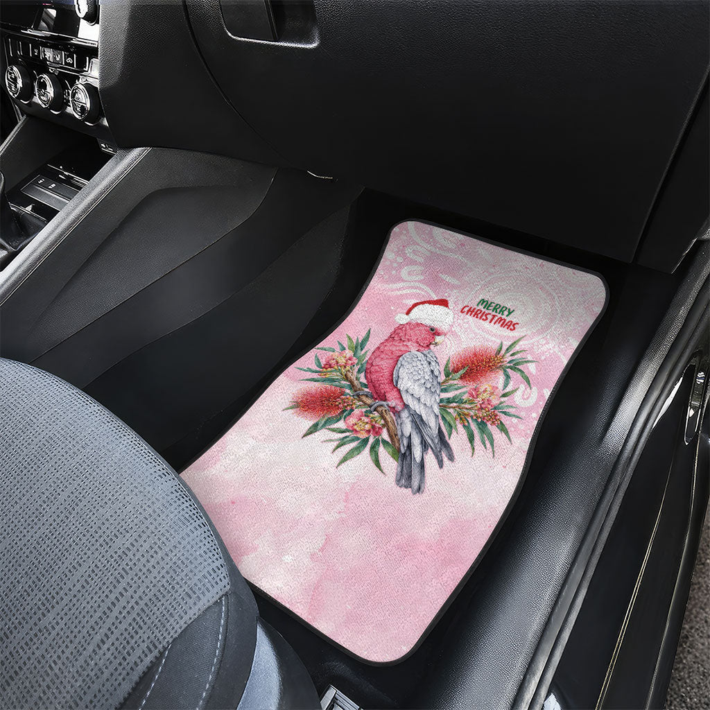 Pink Galah Christmas Australia Car Mats Watercolor Painting Aboriginal Art
