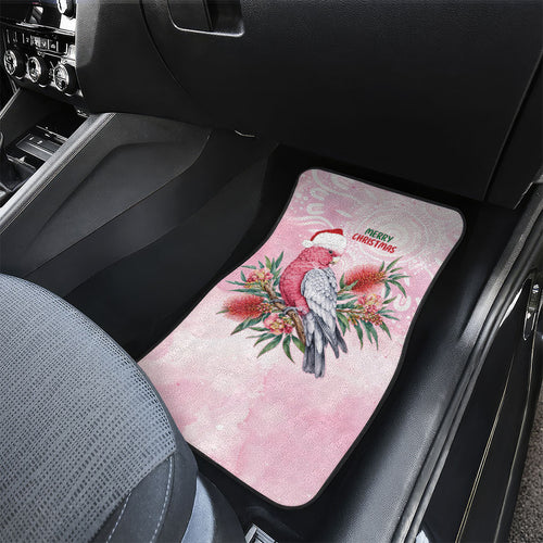 Pink Galah Christmas Australia Car Mats Watercolor Painting Aboriginal Art