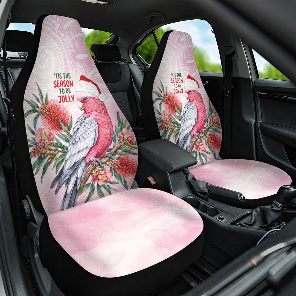 Pink Galah Christmas Australia Car Seat Cover Watercolor Painting Aboriginal Art