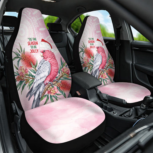 Pink Galah Christmas Australia Car Seat Cover Watercolor Painting Aboriginal Art