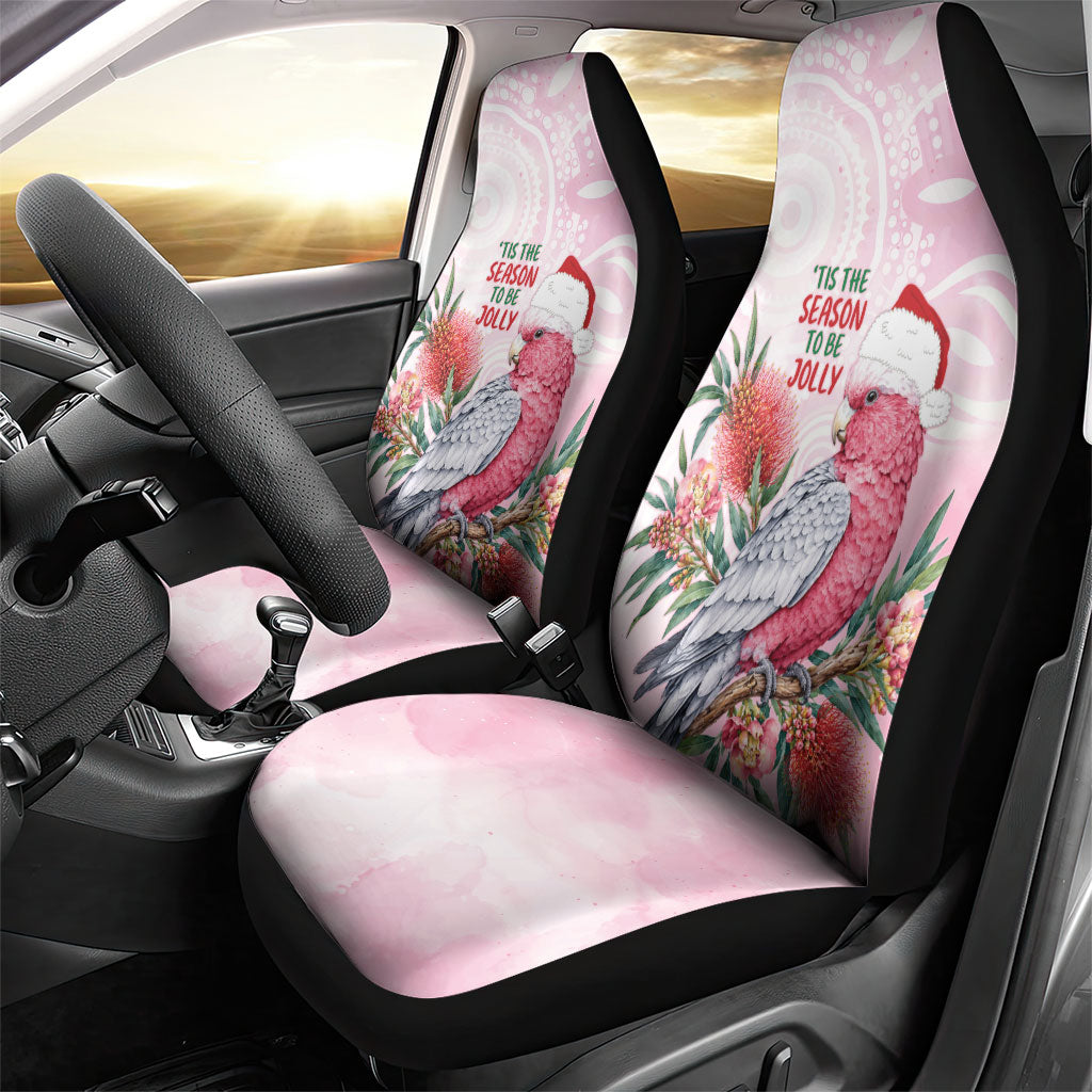 Pink Galah Christmas Australia Car Seat Cover Watercolor Painting Aboriginal Art