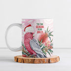 Pink Galah Christmas Australia Ceramic Mug Watercolor Painting Aboriginal Art