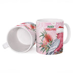 Pink Galah Christmas Australia Ceramic Mug Watercolor Painting Aboriginal Art
